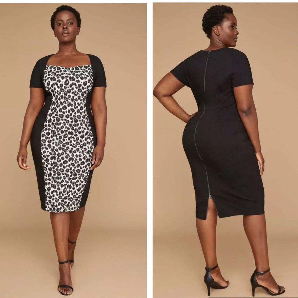 Lane Bryant Black Cheetah Print Sheath Dress